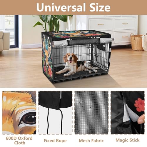 Housse imperméable cage chien chat intérieure extérieure bâche protection motif cerf fleuri - 5