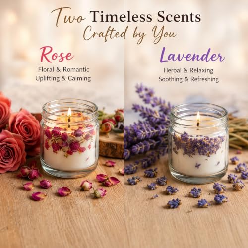 Image of DIY Candle Making Kit - Premium Natural Soy Wax Candle Making Kit with Froral Fragrances and Dried Flowers