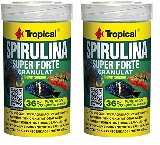 Tropical Super Spirulina Forte Pienso granulado con 36% de espirulina (platensis), 1 Unidad (1 x 100 ml) (Paquete de 2)