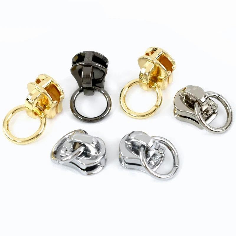10/30/50 piezas 3# 5# deslizadores de cremallera para cremalleras de metal O anillo tirador de cremallera bolsa de cabeza bolso de tela kit de reparación de prendas accesorios de costura DIY-plata-50