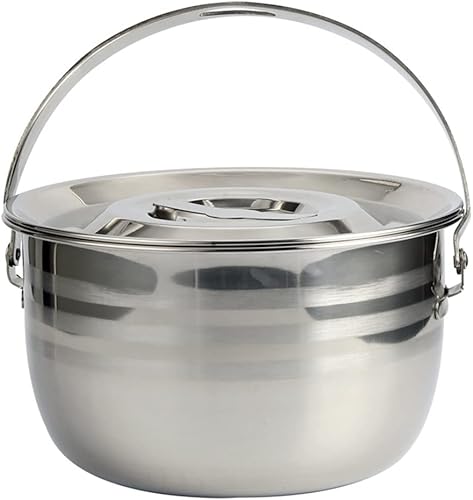 Olla de sopa de alta capacidad antiadherente de acero inoxidable para acampar y uso doméstico con mango humanizado para cocinar eficientemente, 1 ud