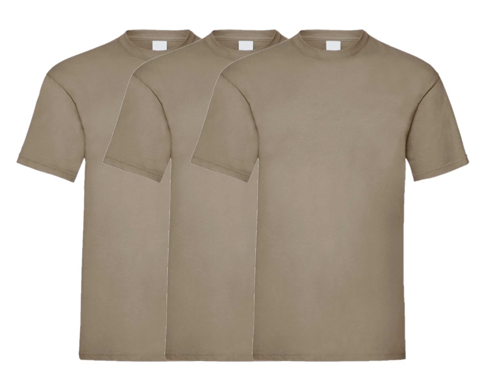 Coozo Men's Khaki Valueweight Pack Of 3 Short Sleeve T-Shirts - M