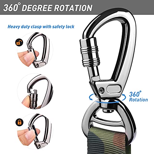 Heavy Duty Dog Leash, Camo Military Dog Leashes With Car Seat Belt For Large Dogs Up To 150Lbs, 6Ft Shock Absorbing Retractable Strong Dog Leash, Double Handle Tactical Dog Leash For Dog Training #TOP2
