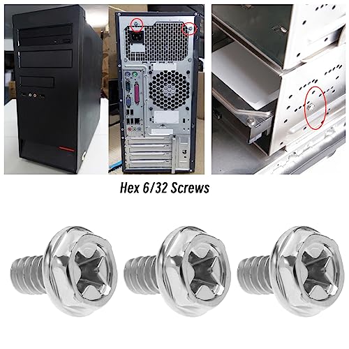 Create idea 100Pcs Toothed Hex 6/32 Screws Motherboard Mounting Screws 6/32 Hard Drive PC Case Screws Plated Steel Accessories for Computer Silver - Image 2