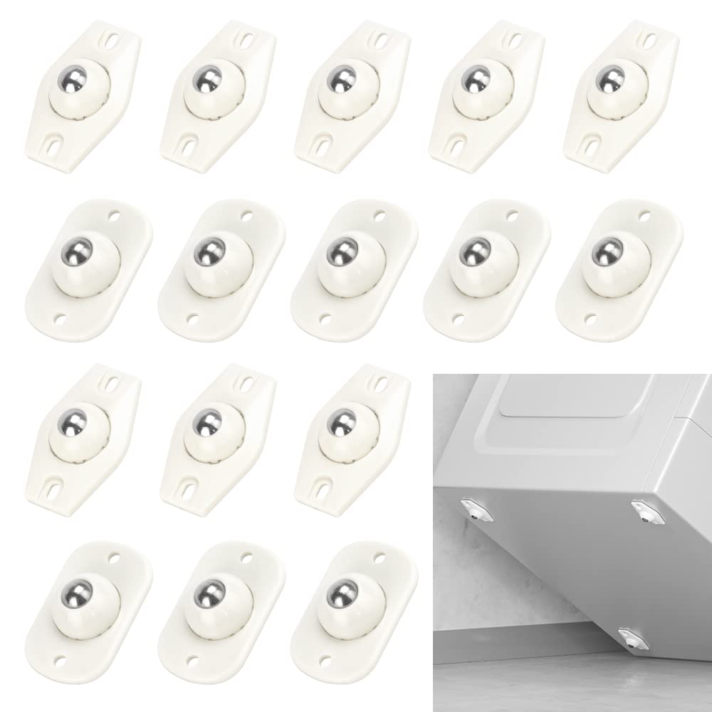 GIRAFEDA16 PCS Self Adhesive Castor Wheels Mini Swivel Castors Universal Small Castor Wheels Plastic Stick On Castors Pulley Rollers for Small Furniture Trash Can Box (Ellipse + Hexagon)