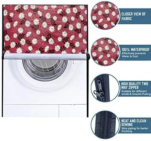 Image of Shri Bala Ji Washing Machine Cover for Fully Automatic Top Load 5.5 to 6.5 Kg (50X63X81cm) - Waterproof, Dustproof with Inlet /Outlet Pipe Holes, Full Body Zipper Closure