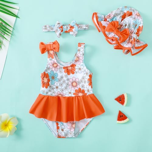 Image of Toddler Baby Girl Swimsuit Ruffled Stripe Bikini Tankini Infant Swimwear Cute One Piece Bathing Suit for Girls