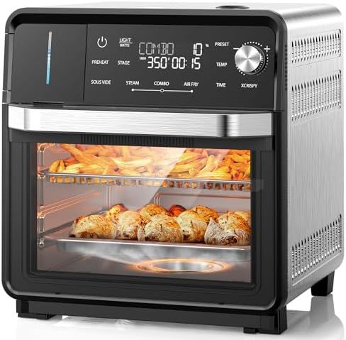 Nuwave Combi Steam Oven, Non-Toxic Stainless Steel Multi-Cooker with Air Fry, Sous Vide, Toast & More, 50-450°F Precision, 120 Presets, Moisture Control, Programmable, Easy to Clean, 16 quarts