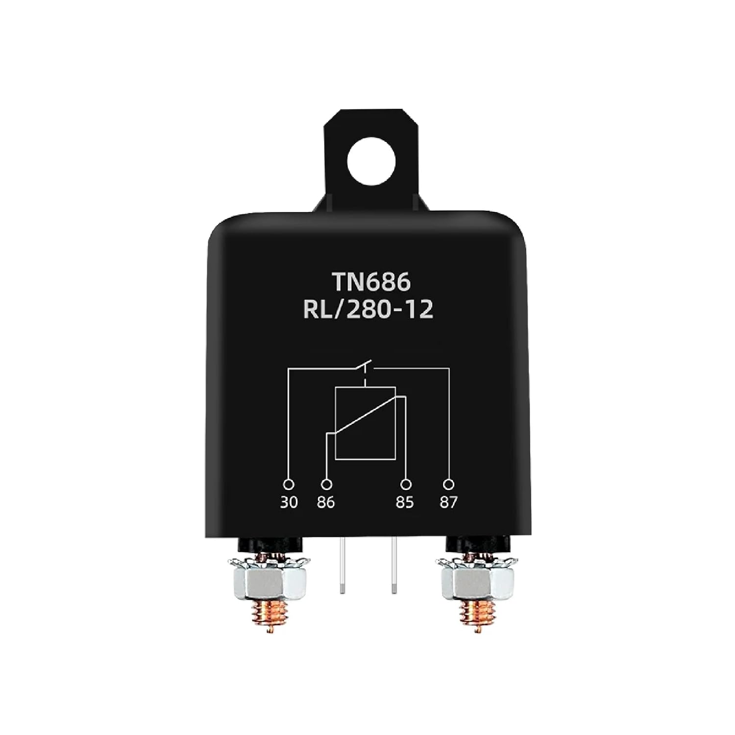 TN686 Automotive Power Relay, 12V DC 200A Heavy Duty Starting Relay, Black, High Current Truck Motor Starter Switch, Model RL/280-12 (12V 120A)