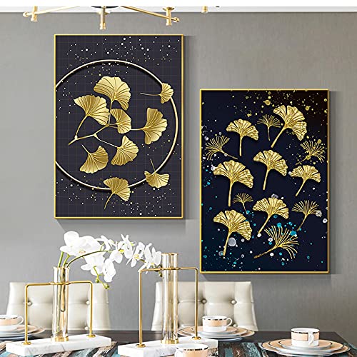 Affiche sur toile de plante dorée abstraite KEBIA pour salon déco moderne 30x40cm sans cadre