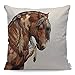 WONDERTIFY Funda de cojín de plumas con diseño de caballos de India, funda de almohada para hombres y mujeres, funda de almohada para sala de estar, granja marrón 45 x 45 cm