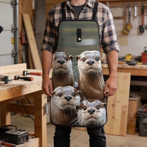 Delantal de trabajo ajustable Three Brown Otters con bolsillos miniatura 5