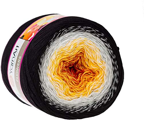 Image of Cotton Yarn Rainbow Flowers 55% Cotton 45% Acrylic 250gr 1094yds Multicolor Crochet Yarn Spring Summer 2 Sport