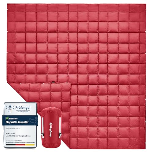 KingCamp Ultraleicht Campingdecke,Wasserabweisend Outdoor-Decke mit Multifunktional Design|Recycelbare Campingdecke​ mit CEP-Füllung| Thermodecke für Trekking,Zuhause, Auto, 213 x 203 cm, Schwarz
