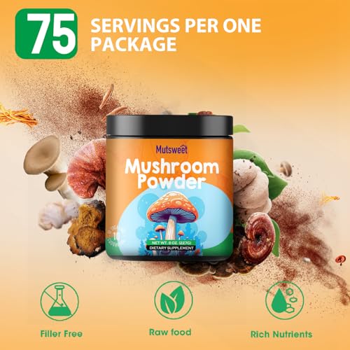 Mushroom Powder Supplement, 75 Servings 10 Mushrooms Blend for Coffee & Smoothies, 8 oz Mushrooms & Rhodiola Rosea with Lions Mane, Reishi, Chaga, Cordyceps for Energy, Memory, Immune - Image 5