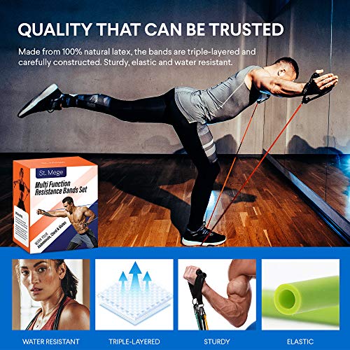 St. Mege Resistance Band Set [11-Pack] Stackable Up to 150lbs, Thick Workout Bands, Workout Equipment for Home Workouts, Fitness Equipment for Women and Men - Thumbnail 4