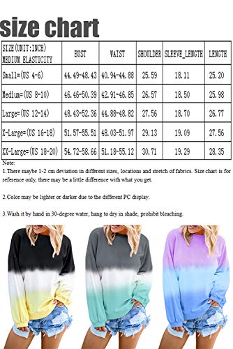 Eytino Women Casual Tie Dye Sweatshirt Long Sleeve Colorblock Pullover Hoodie Tops,Small Gray