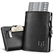 TENBST Geldbörse Herren Slim Wallet mit RFID-Schutz | Premium Leder Portemonnaie Herren mit Münzfach | Tragbar und Langlebig Geldbeutel Herren | Mini Kreditkartenetui Kartenetui Männer | Schwarz