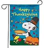 Flagology.com, PEANUTS®, Happy Thanksgiving Snoopy – Garden Flag 12.5' x 18', Officially Licensed PEANUTS®, Fall