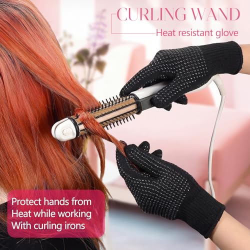 Image of Riyiper 3 Pairs Heat Resistant Gloves for Sublimation, Gloves for Heat Press with Silicone Bumps Applies to Resistant Work, Hair Styling, Universal Fit Size (Black)