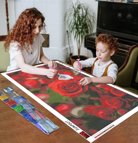 Kit de pintura de diamante 5D Jumpdot con diseño de rosa roja para decoración (70x40 cm) 2