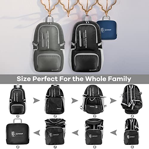Image of ZOMAKE Lightweight Packable Backpack, Water Resistant Foldable Daypack 35L | Light Hiking Backpacks Collapsible Day Pack for Travel, Everyday Carry, Multi Compartment Storage, Adjustable Strap (Black)