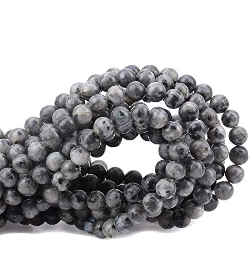 Image of 100Pcs Natural Crystal Beads Stone Gemstone Round Loose Energy Healing Beads with Free Crystal Stretch Cord for Jewelry Making (Larvikite Labradorite, 6MM)