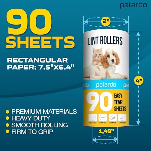 Image of Lint Rollers 900 Sticky Sheets, 10 Spare Rollers,10 Pack of Refills Only. Pet Hair Remover for Clothes, Furniture, Couch, Carpet, Dog Hair Remover, Cat Hair Remover, Animal Fur, Fuzz