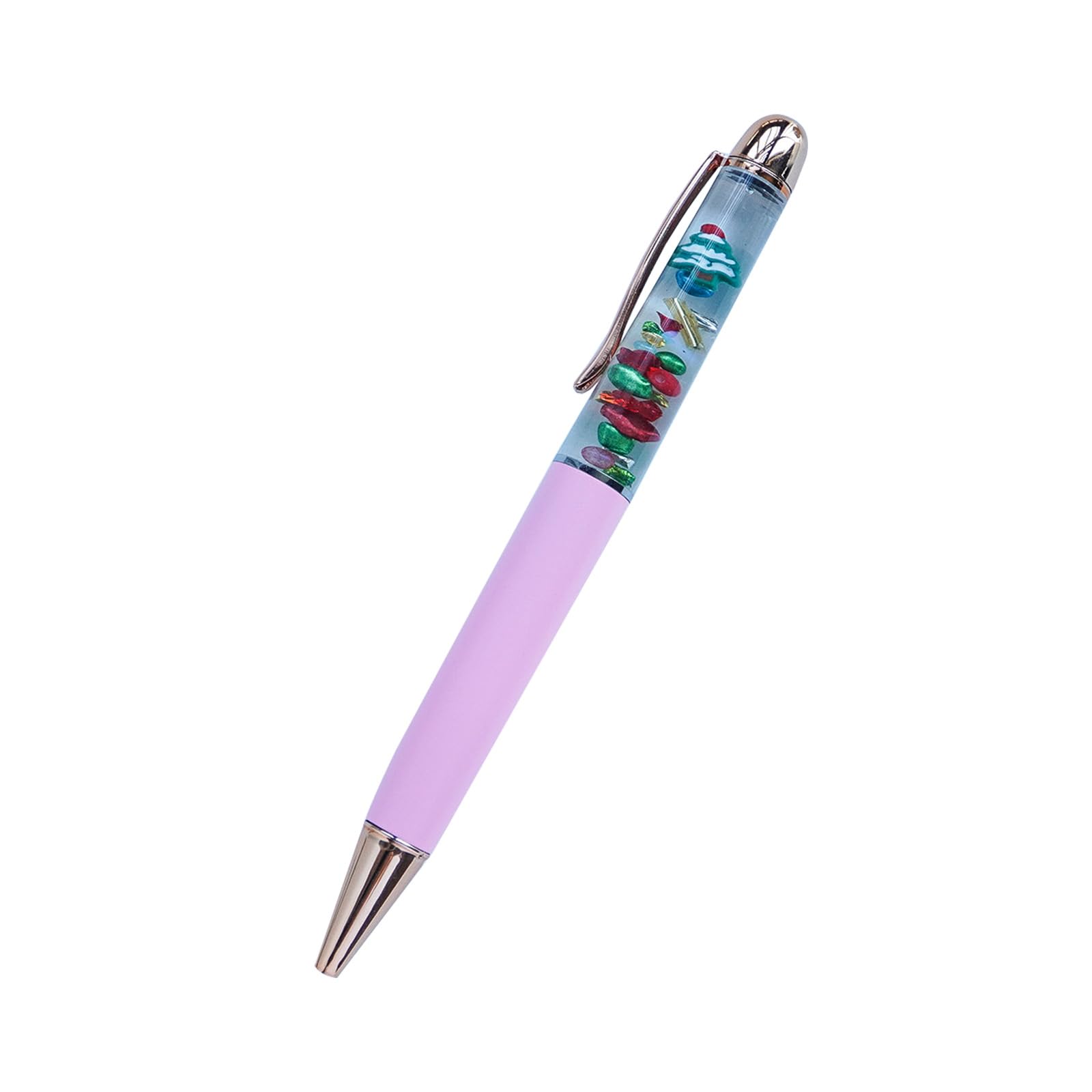 Sikyby Christmas Tree Xmas Fun Pens Cute Floater Floating Liquid Writing Journaling Office Pen Unique Present Gifts(Pink)