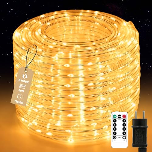 Auting LED Lichterschlauch Außen 30m 600 LEDs - Lichterschlauch Aussen IP65 Wasserdicht 8 Modi Dimmbar mit Fernbedienung Led Schlauch Outdoor für Weihnachten Garten Party Hochzeit Dekoration