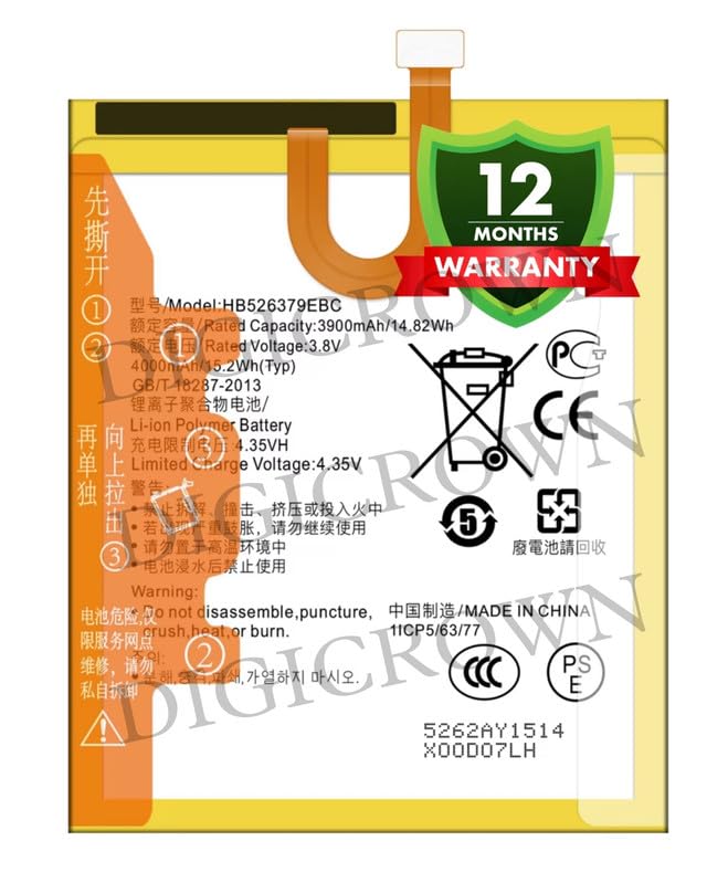 Image of Original HB526379EBC Battery Compatible for Huawei Y6 Pro (2015) (TIT-AL00, TIT-U02, TIT-L01, TIT-TL00) - (4000mAh) - 1 Year Warranty