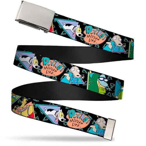 Nickelodeon Men's Buckle-Down Web Belt Rocko's Modern Life, Multicolor, 1.25