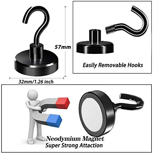 Elefama Strong Magnetic Hooks Heavy Duty 100 Lb For Cruise Cabins Refrigerator Hanging Bbq Grill Tools Neodymium Magnets With Hooks Magnetic Hangers Magnet Hooks For Fridge Locker Coat Wreaths #TOP1