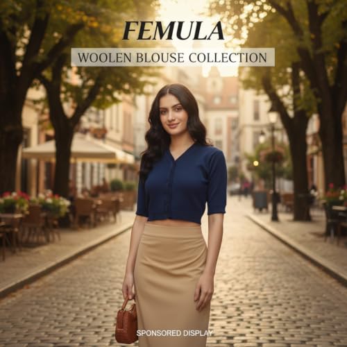 Image of Women Winter Wear V-Neck Half Sleeves Regular Fit Woollen Blouse