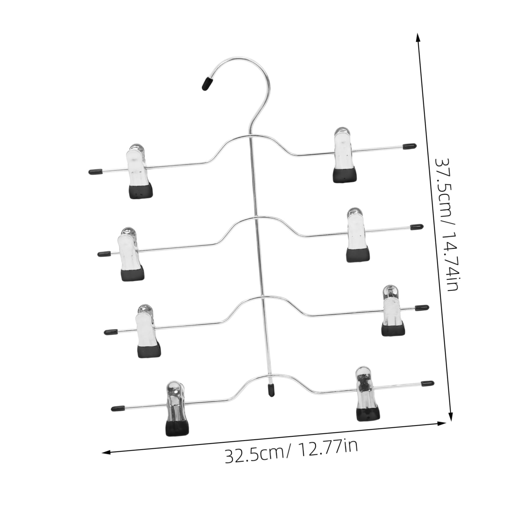Hosenbügel mit Clips, 4 Stück-Pack aus Manganstahl, Vierlagig Schwarz