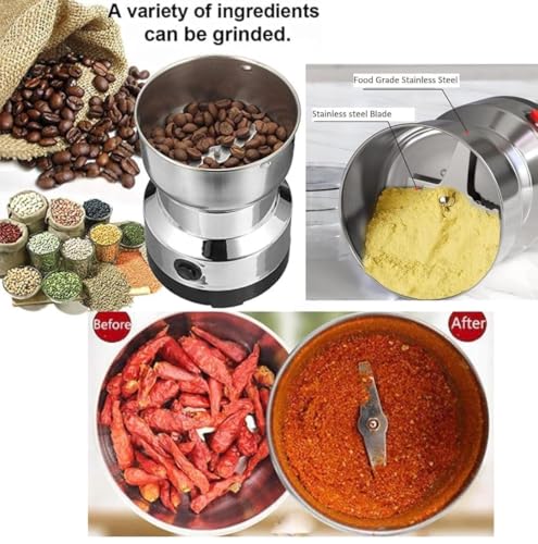 Image of KASHTHABHANJAN PHARMA Nima Mixer Grinder Smash Machine Stainless Steel Multifunctional Electric Grinder & Chopper Dried Spice Hurbal Masala Coffee Beans, Nuts & Grains (Silver)