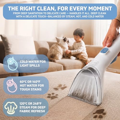 Image of Nexlev Multipurpose Spot Cleaner Machine, Carpet Upholstery Deep Cleaner | Hot Water and Steam function | Powerful Suction | 1700 Watt | Stain Remover |13 Accessories for Home & Car