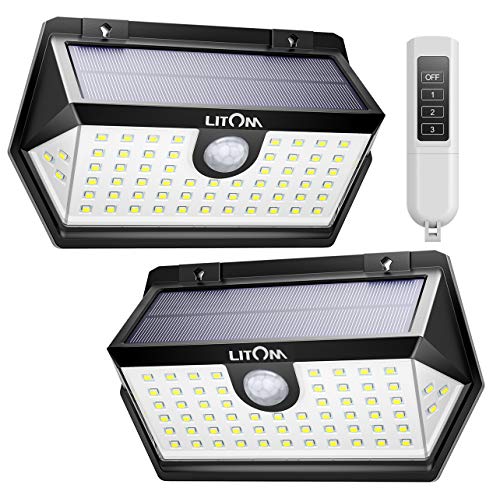 LITOM Solar Lights Outdoor with Remote Control, 3 Lighting Modes, 270°Wide Angle, IP67