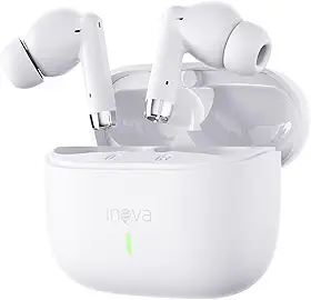 INAVA Fone de Ouvido Sem Fio Bluetooth, 50 Horas Autonomia, Proteção IPX6, Áudio Estéreo Hi-Fi, 4 Microfones Cancelamento Ruído ENC, Compatíveis iPhone e Celulares Android (Branco)