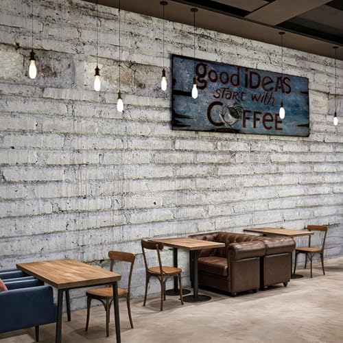 hgjdjhnf Papel pintado estilo café con aspecto de hormigón vintage, cafetería retro, gris, no tejido, para decoración de paredes de salón, dormitorio y cocina, 200 cm x 140 cm.