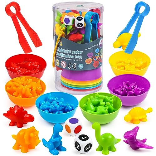 YIQOGAME Spielzeug Ab 2 3 4 5 Jahre,Farbiger Klassifikationsspielzeuge Set Montessori Spielzeug Mit Passenden Sortierbechern Und Pinzetten Lernspielzeug Kinderspielzeug Lernen Feinmotorik