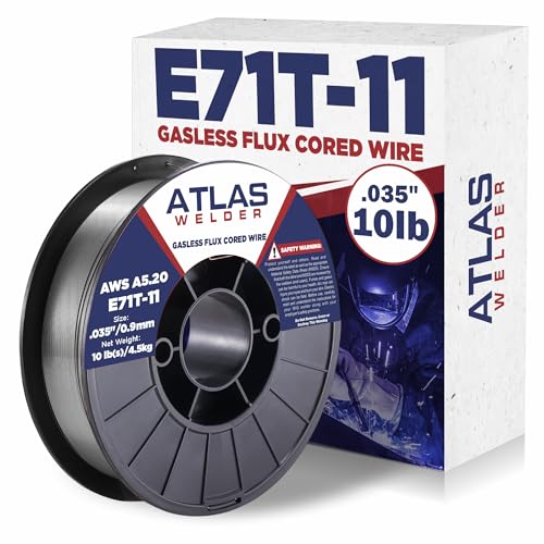 ATLASWELDER Flux Core Welding Wire E71T-11 .035 Inch 10LB Gasless Mild Steel MIG Welding Wire with Low Spatter for All Position Welding