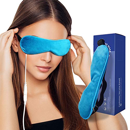 CHEROO Heated Eye Mask, Weighted Eye Compress with Natural Flaxseed & Adjustable Strap, Moist Heat for Men Women Dry Eyes, Blepharitis, Stye & Puffy Eyes (blue)