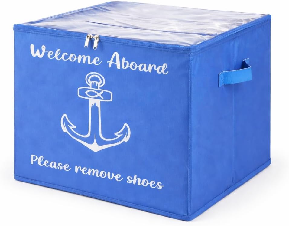 Marine Shoe Storage Box for Boat – Stackable Water-Resistant Boat Shoe Organizer with Clear Front for Yacht, Cabin & Sailing Storage, Holds Multiple Pairs.