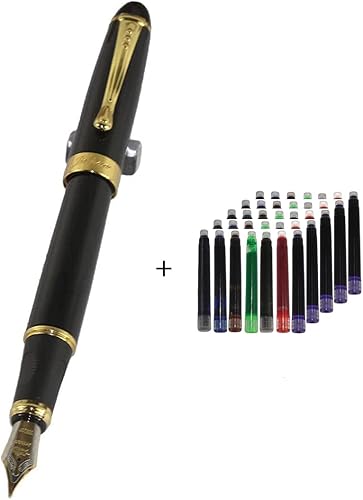 Gullor Pluma estilográfica 450 negro con 45 cartuchos de tinta de color (7 colores)