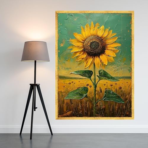 Décoration murale florale tournesol grand format 70x100