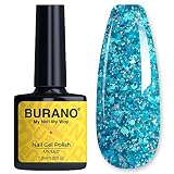 BURANO Glitter Gel Nail Polish, LED UV Nail Gel Shimmer Holographic Effect Soak off Gel Curing Requi