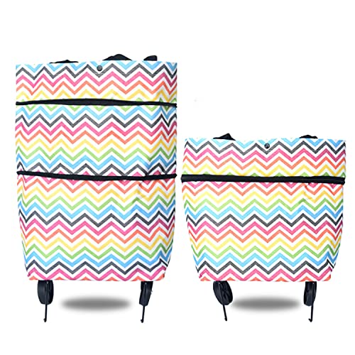 MFLASMF Wiederverwendbare und praktische Einkaufstasche auf Rädern, Faltbare Einkaufstasche, tragbare Faltbare Trolley…