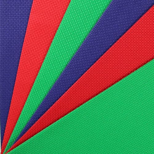 Image of KCS 6 pc of 12 inch x 18 inch(30cmx45cm) 14CT Counted Cotton Aida Cloth Cross Stitch Fabric (Red+Green+Royal Blue)