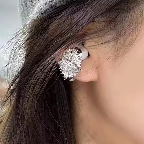 Rhinestone for Clip on Earbuds Open Ear, Elegant Zirconia Decorative Earphone Accessories, Removable Exquisite DIY Decoration3